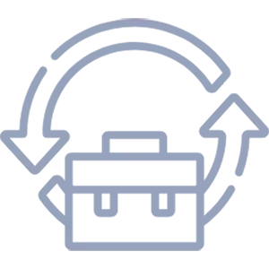 Circular arrows icon symbolizing flexibility and simple processes